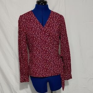 Talbots Burgundy Patterned Blouse